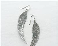 Leather Feather Earrings - Metallic PALE GOLD, SILVER or MOOD BLUE